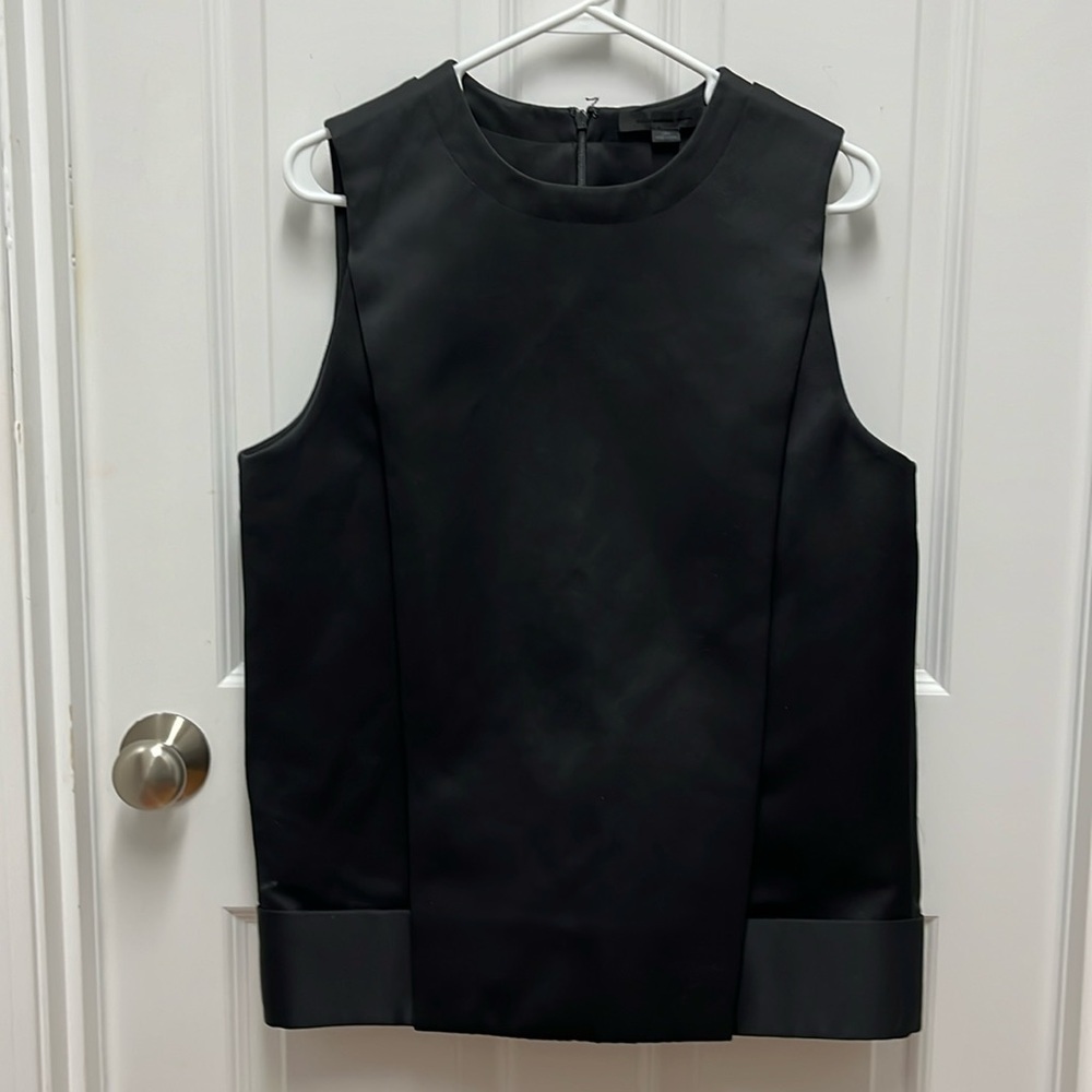 Alexander Wang Woman's Black Heavyweight Sleeveless‎ Tuxedo Shirt - size 8
